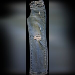 Wax Jean Light Blue Distressed Straight Leg Jeans